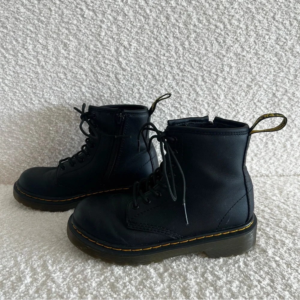Dr Martens Kids Junior 1460 Softly T Leather Lace Up Black Combat‎ Boots Size 13